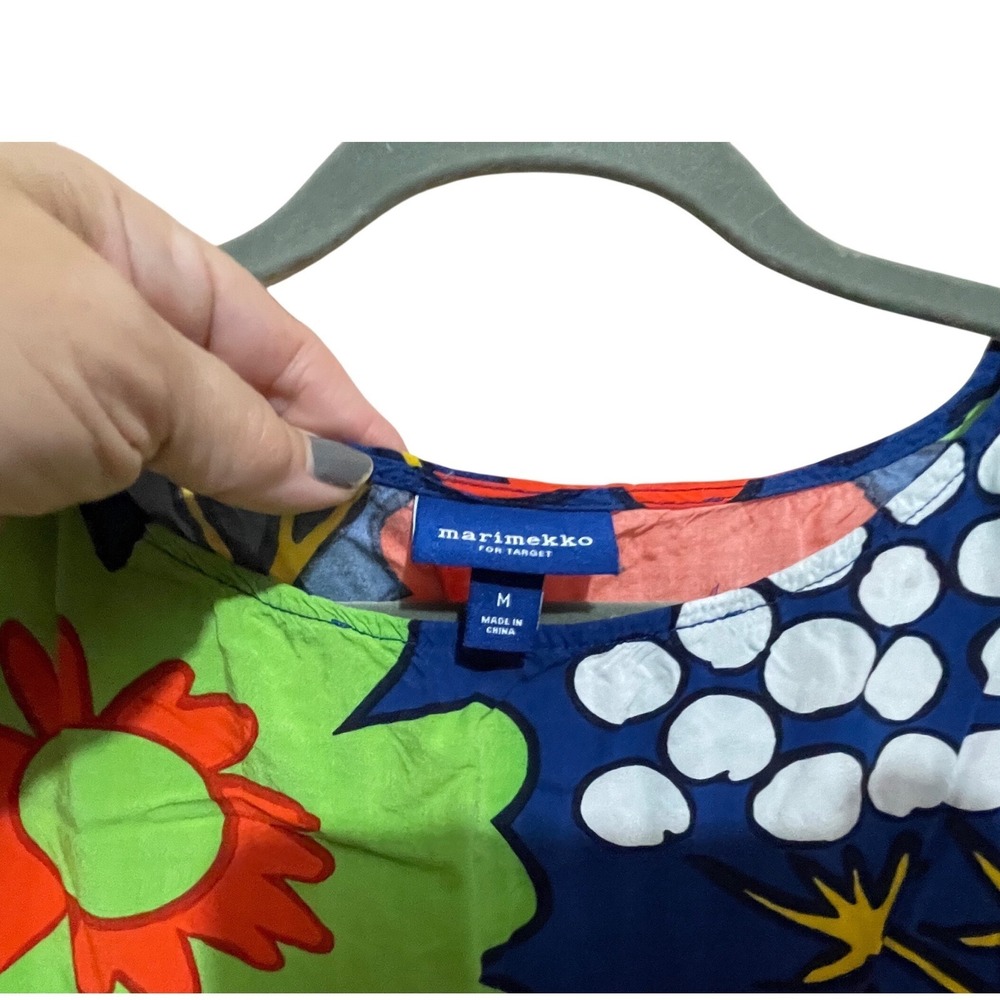 Marimekko for Target Floral Shift Dress Blue Orange Mod Boho Size M - Picture 4 of 10